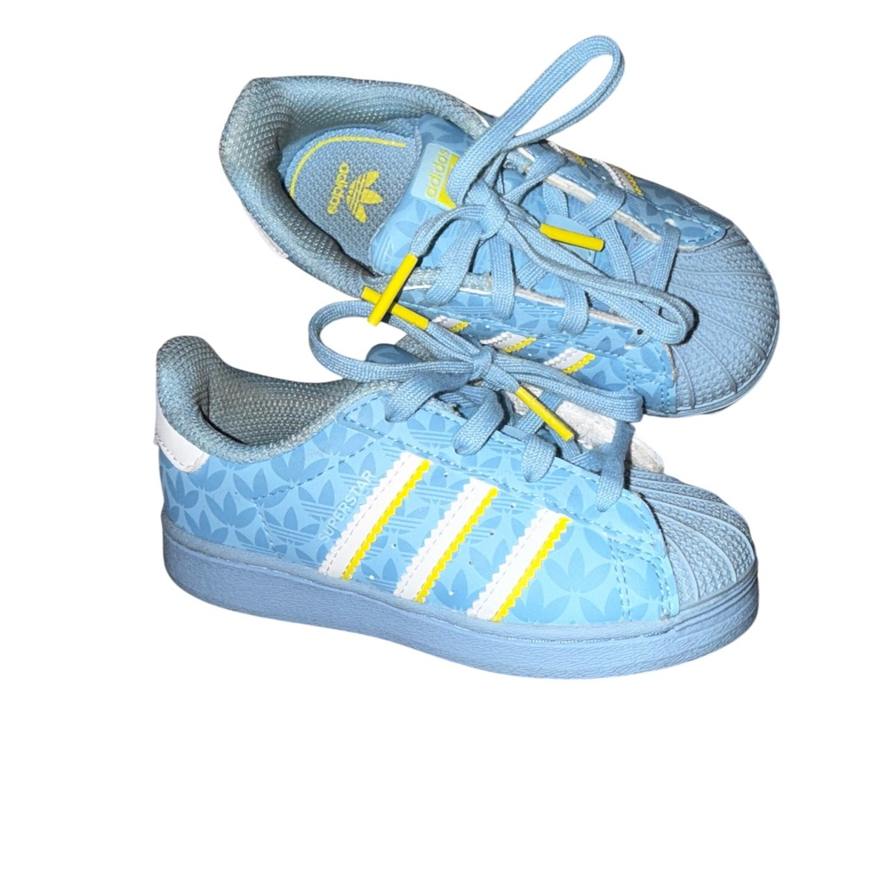 Adidas Superstar 8K Blue Volt White Trefoil Shell Toe Grade School Sneakers